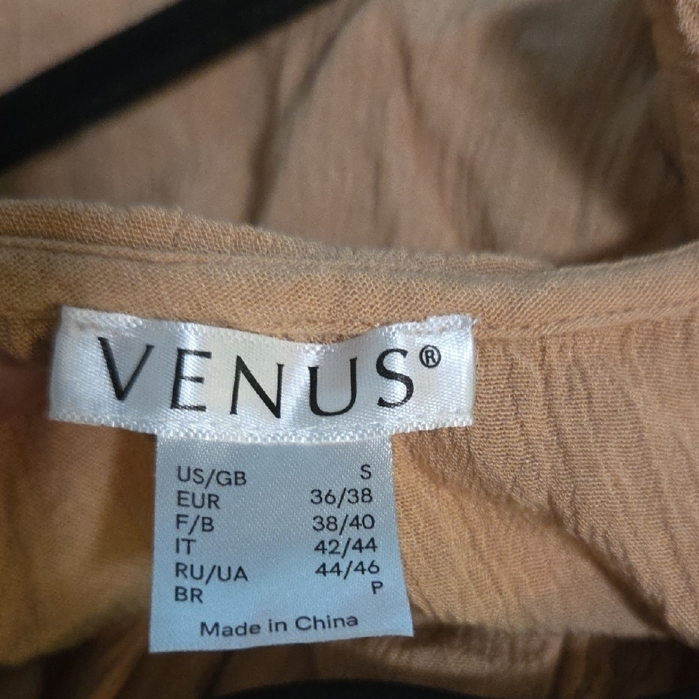 VENUS Tan Off-Shoulder Maxi Dress with Buttons - Picture 6 of 6